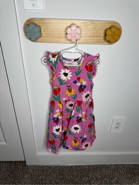 Mini Boden Girls Pink Floral & Ladybug Cotton Dress